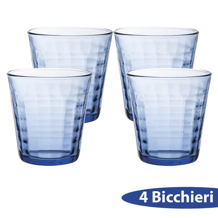 Set Bicchieri Prisme 22 Cl 4/8 Pezzi Vetro Blu Marine Elegante Per Acqua Bibite