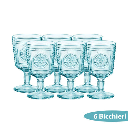 Set Calici Romantic 32 CL 6/12 Pezzi Cool Blue  Eleganti per Vino e Cocktail