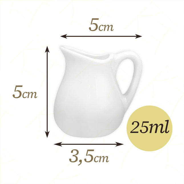 Set Lattiere Porcellana Mini Piccole Medie Grandi Per Casa Catering Ristoranti 1 Pezzo ml.25 Table Top