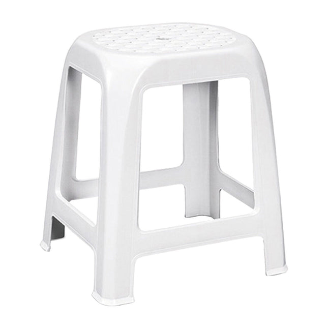 Sgabello Elfo Alto In Plastica Resistente Giardino Stanza Da Letto 41X35X46H Cm Bianco Stefanplast