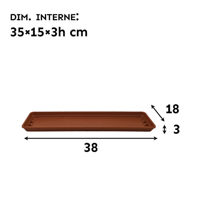 Sottovaso Rettangolare Per Vaso Mediterraneo Sottobalconetta Per Balconetta 40 X 17 X 3h Stefanplast