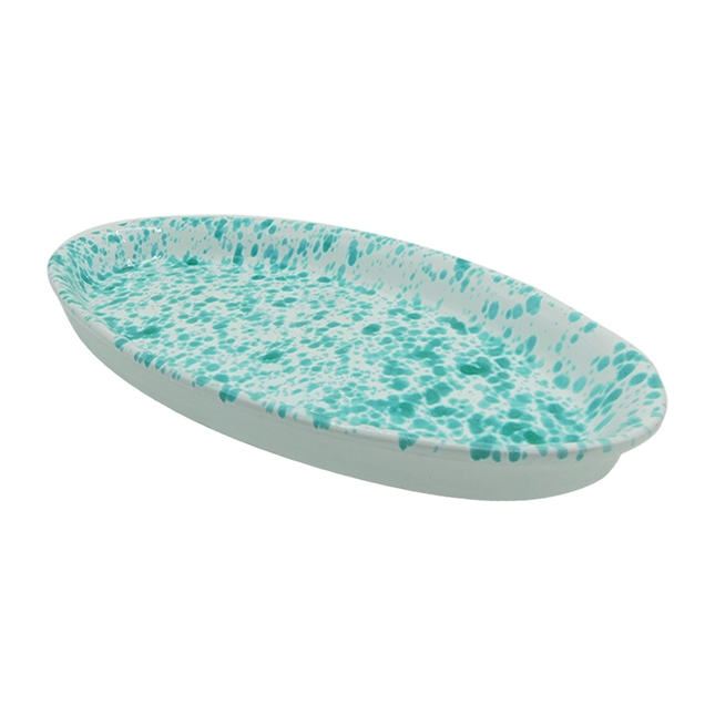 Benegiamo Sperlunga Piatto Ovale Vassoio In Terracotta Grande E Piccolo Per Antipasti Schizzato Verde Benegiamo