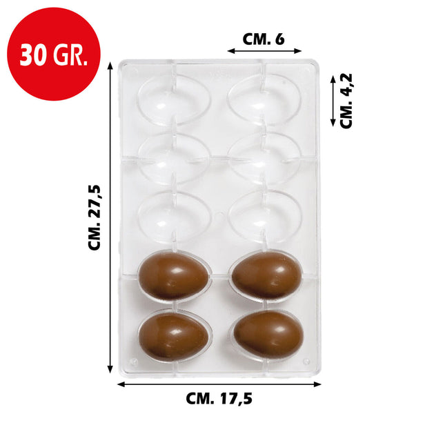 Decora Stampo Uova Cioccolato Policarbonato Professionale 30 gr Decora