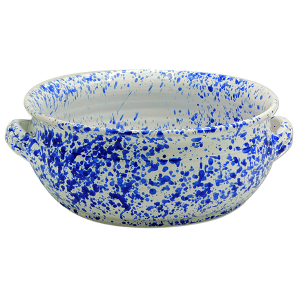 Benegiamo Tegame In Terracotta Bianco Chiazzato Grande Bombato Per Pasta Al Forno Fagioli