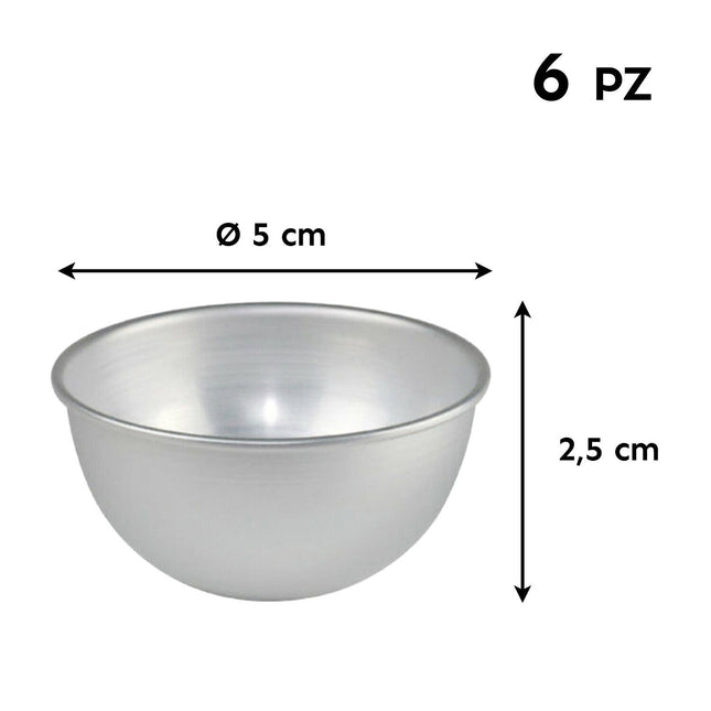 Liotti Teglia Parrozzo Stampo Zuccotto Forma Semisfera Alluminio Delizia Al Limone CONF. 6 PZ CM 5 H 2,5 Oggettistica Liotti