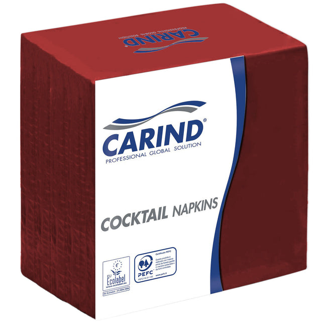 Carind Tovaglioli Cocktail: 100 Pezzi, 24X24Cm, 2 Veli, Colorati (Napkin) Rosso Carind