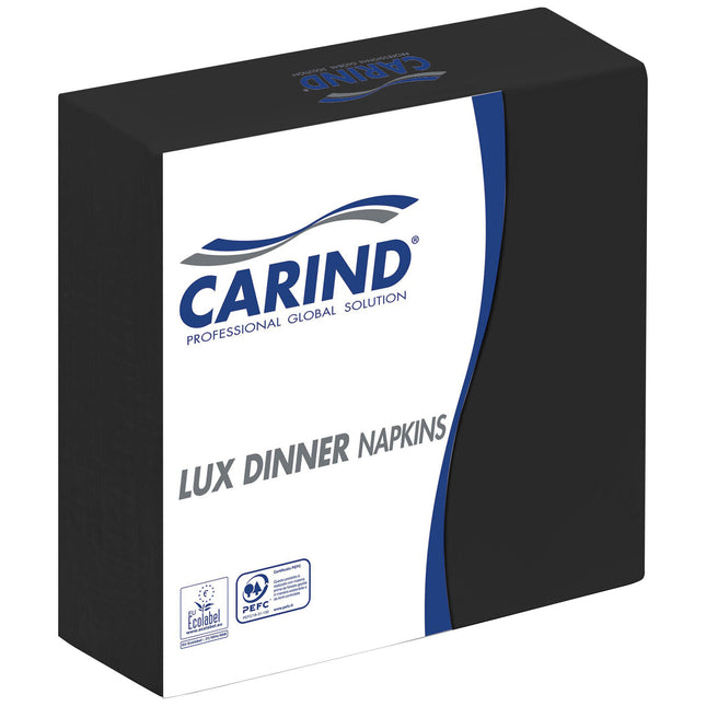 Carind Tovaglioli Fazzoletti di Carta 3 Veli 40x40cm Lux Dinner in Cellulosa Eleganti Grandi Piega 1/4 Bianco - Pranzo Cena Eventi Ristorante Cerimonie Feste Nero Singolo Carind