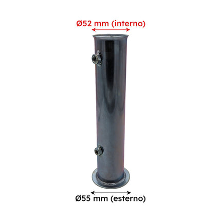 Tubo In Acciaio Zincato Per Base Ombrellone In Graniglia Ø Interno 42-52-62 Mm