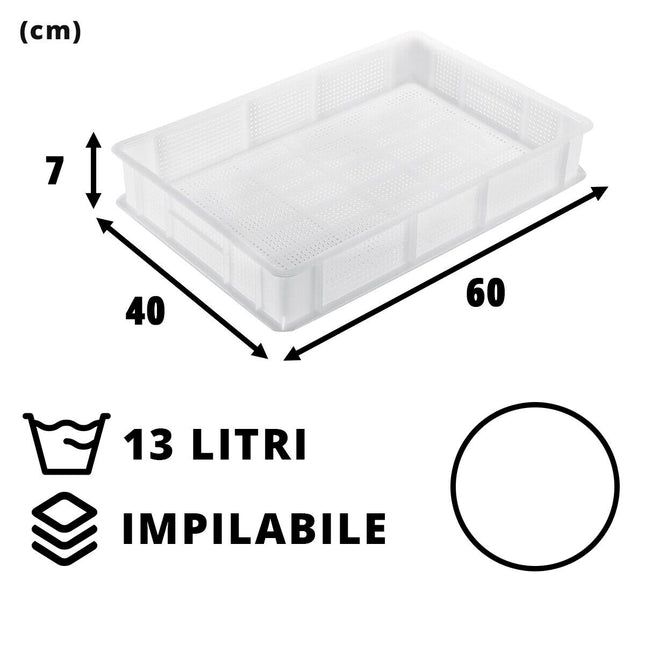 Giganplast Vaschette Contenitori Cassette Forate Per Frutta Verdura Pasta Fresca Congelare Horeca 60 × 40 × 7h Giganplast