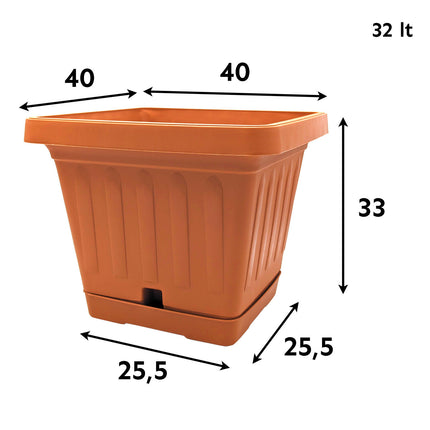 Vasi da Esterni Quadrati Grandi Fioriere da Giardino in Plastica con Sottovaso
