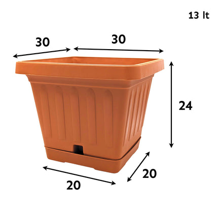 Vasi da Esterni Quadrati Grandi Fioriere da Giardino in Plastica con Sottovaso