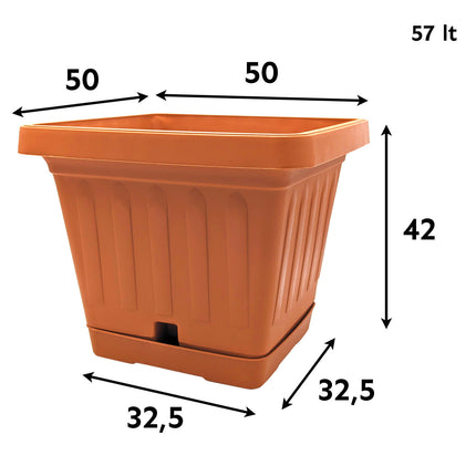 Vasi da Esterni Quadrati Grandi Fioriere da Giardino in Plastica con Sottovaso