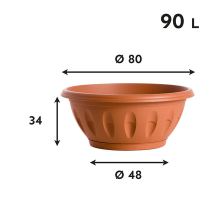 Bama Vaso Ciotola Alba Rotondo Basso Plastica Terracotta Con Sottovaso Per Piante