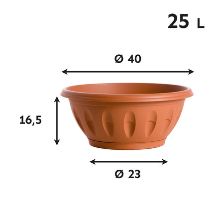 Bama Vaso Ciotola Alba Rotondo Basso Plastica Terracotta Con Sottovaso Per Piante