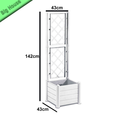 Vaso Quadrato con Spalliera per Piante Rampicanti Fioriera Italia 43x43x142h cm