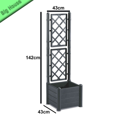 Vaso Quadrato con Spalliera per Piante Rampicanti Fioriera Italia 43x43x142h cm
