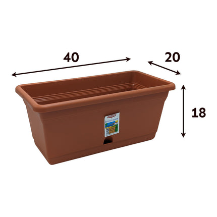 Vaso Rettangolare Balconetta Portofino da Giardino con Riserva Acqua e Sottovaso