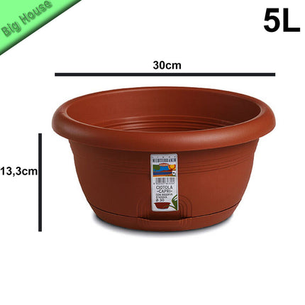 Stefanplast Ciotola Capri Vaso Rotondo Per Fiori Piante Giardino Balcone Con Riserva Acqua