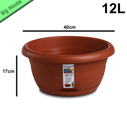 Stefanplast Ciotola Capri Vaso Rotondo Per Fiori Piante Giardino Balcone Con Riserva Acqua
