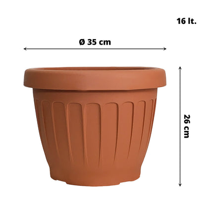 Bama Vaso Terra Tondo Con Sottovaso Plastica Terracotta