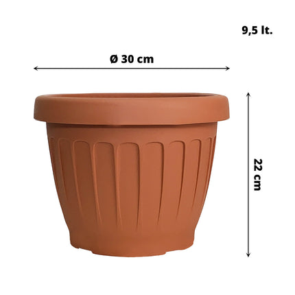 Bama Vaso Terra Tondo Con Sottovaso Plastica Terracotta