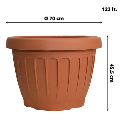 Bama Vaso Terra Tondo Con Sottovaso Plastica Terracotta