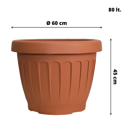 Bama Vaso Terra Tondo Con Sottovaso Plastica Terracotta