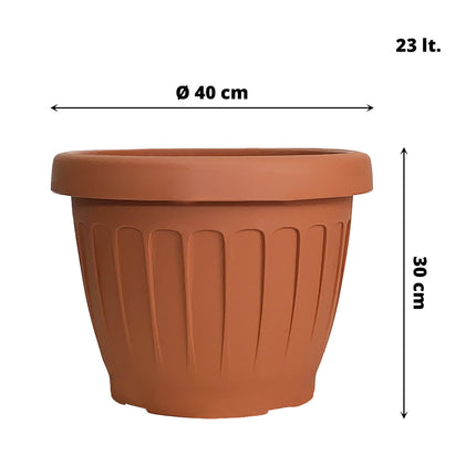 Bama Vaso Terra Tondo Con Sottovaso Plastica Terracotta