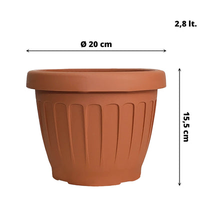 Bama Vaso Terra Tondo Con Sottovaso Plastica Terracotta