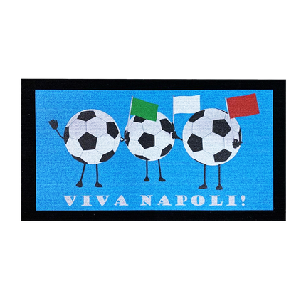 Zerbino Gomma Antiscivolo Tappeto per Esterno Napoli Pallone da Calcio 40×70 cm