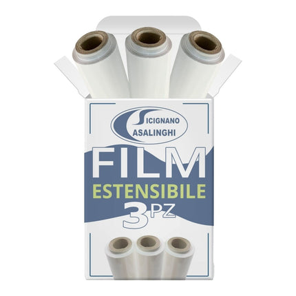 Casalinghi Sicignano Film Estensibile Manuale Bianco per Imballaggi 1-3-6 Bobine 2,6kg 50cm Anima Ø4,7cm 3 Rotoli Casalinghi Sicignano