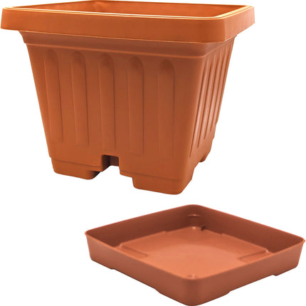 Vasi da Esterni Quadrati Grandi Fioriere da Giardino in Plastica con Sottovaso
