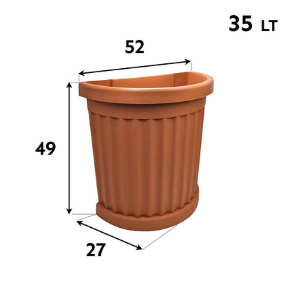 Bama Vaso Roma Tondo Con Sottovaso 35 Lt Resistente Per Esterni