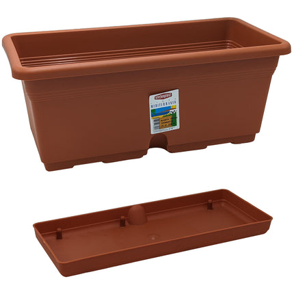 Vaso Rettangolare Balconetta Portofino da Giardino con Riserva Acqua e Sottovaso