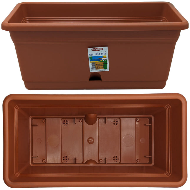 Stefanplast Vaso Rettangolare Balconetta Portofino Da Giardino Con Riserva Acqua E Sottovaso Stefanplast