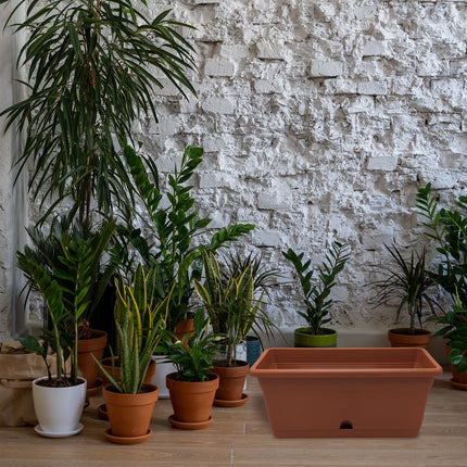 Vaso Rettangolare Balconetta Portofino da Giardino con Riserva Acqua e Sottovaso