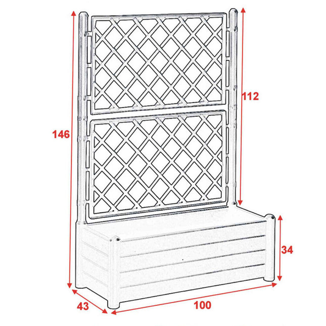 Stefanplast Fioriera Italia Rettangolare Con Spalliera – 100X43X142H Cm – Resistente E Decorativa Per Esterni Stefanplast