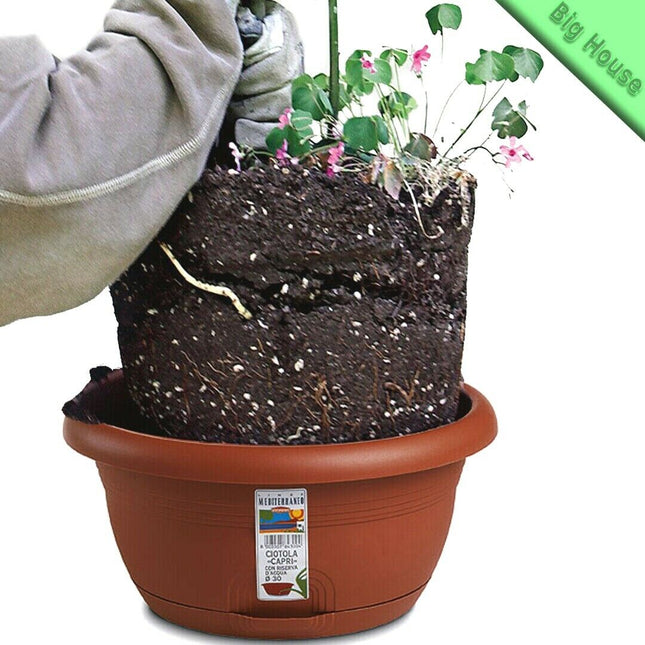 Stefanplast Ciotola Capri Vaso Rotondo Per Fiori Piante Giardino Balcone Con Riserva Acqua