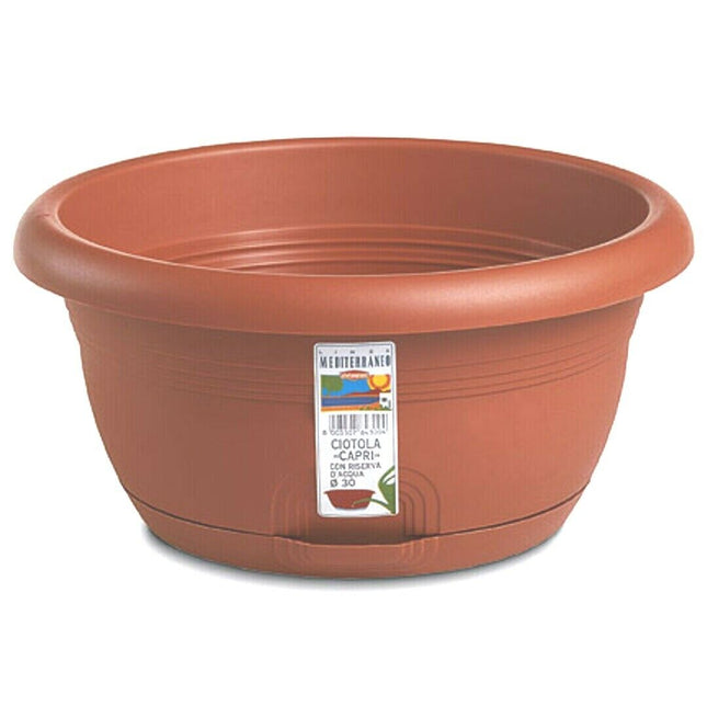 Stefanplast Ciotola Capri Vaso Rotondo Per Fiori Piante Giardino Balcone Con Riserva Acqua