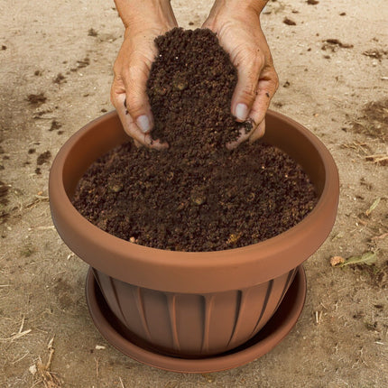 Bama Vaso Terra Tondo Con Sottovaso Plastica Terracotta