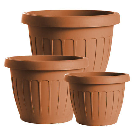 Bama Vaso Terra Tondo Con Sottovaso Plastica Terracotta