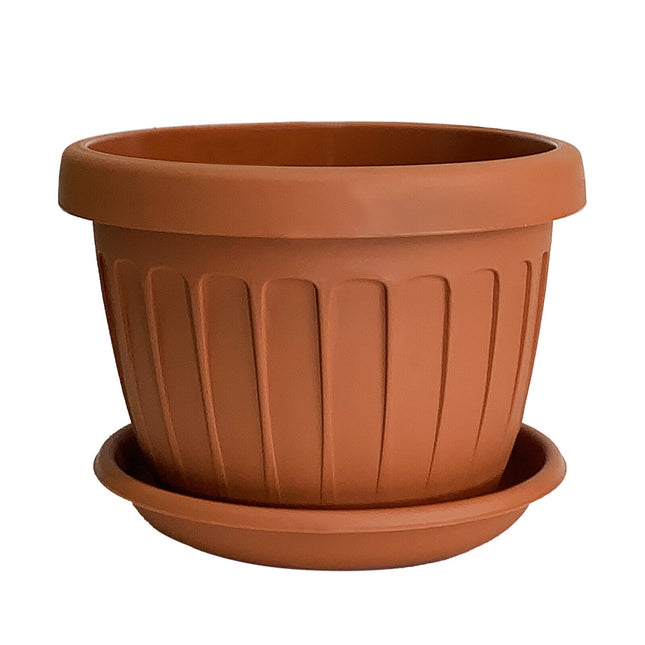 Bama Vaso Terra Tondo Con Sottovaso Plastica Terracotta