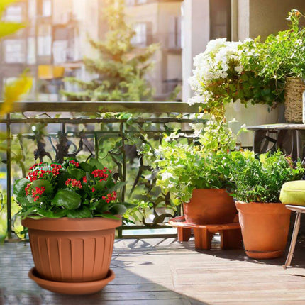 Bama Vaso Terra Tondo Con Sottovaso E Terriccio Plastica Terracotta