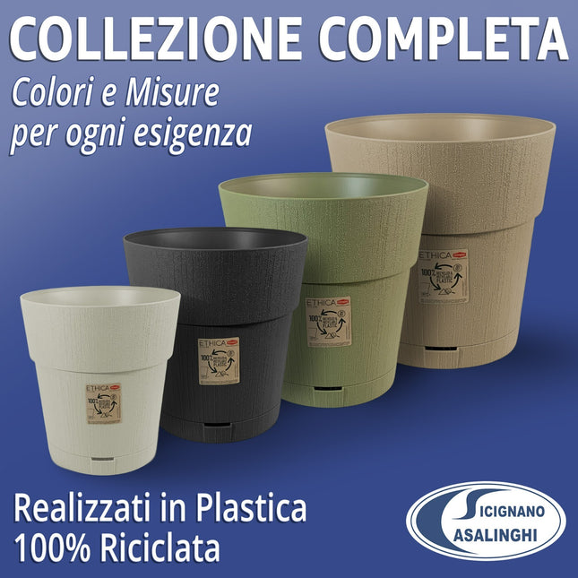 Stefanplast Vaso da Giardino Ethica Plastica Riciclata con Riserva D’acqua e Terriccio Stefanplast