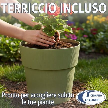 Stefanplast Vaso da Giardino Ethica Plastica Riciclata con Riserva D’acqua e Terriccio Stefanplast
