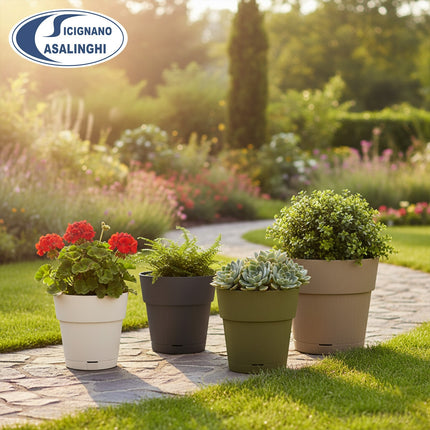 Stefanplast Vaso da Giardino Ethica Plastica Riciclata con Riserva D’acqua e Terriccio Stefanplast
