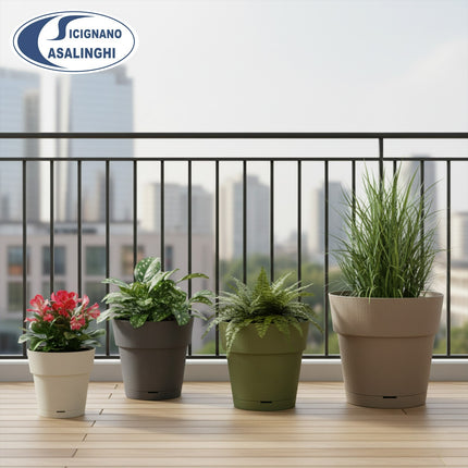 Stefanplast Vaso da Giardino Ethica Plastica Riciclata con Riserva D’acqua e Terriccio Stefanplast