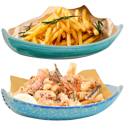 Benegiamo Vassoio Piatto Lungo Barchetta Frutti Di Mare Frittura Pesce Forma Barca Grande
