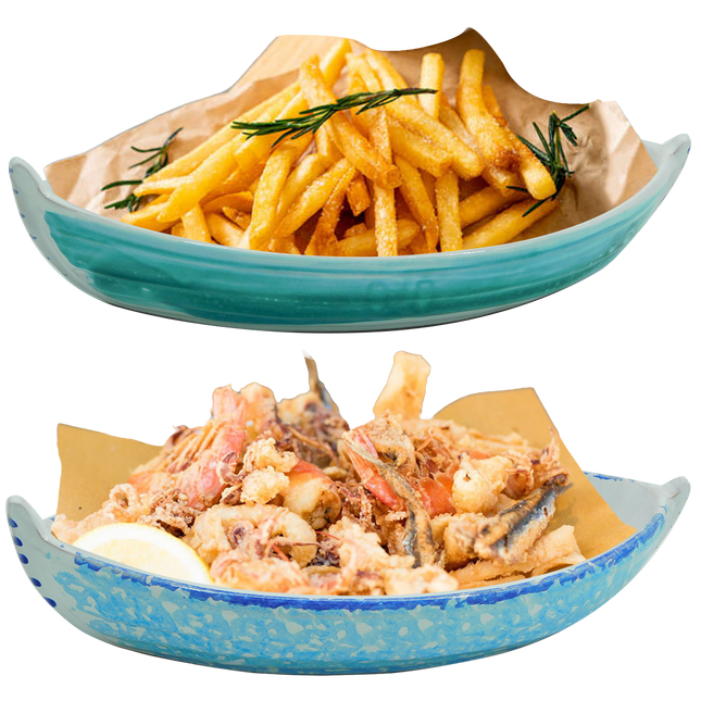 Benegiamo Vassoio Piatto Lungo Barchetta Frutti Di Mare Frittura Pesce Forma Barca Grande