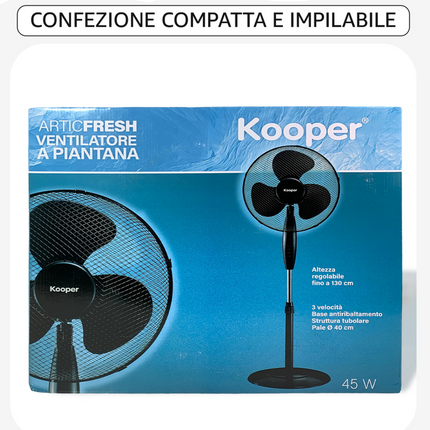 Kooper Ventilatore a Piantana 45W con Pala da 40 cm Regolabile e Silenzioso Kooper